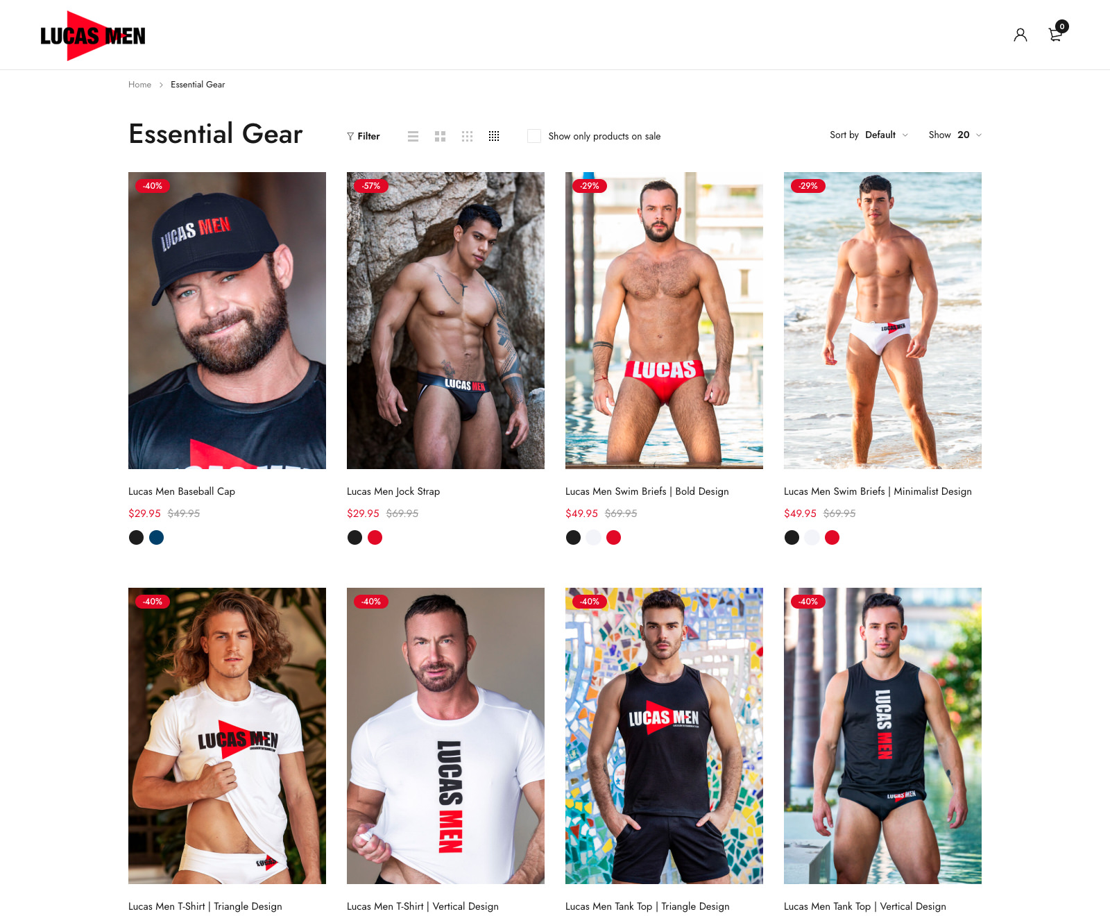Screenshots of Lucas Men Shop