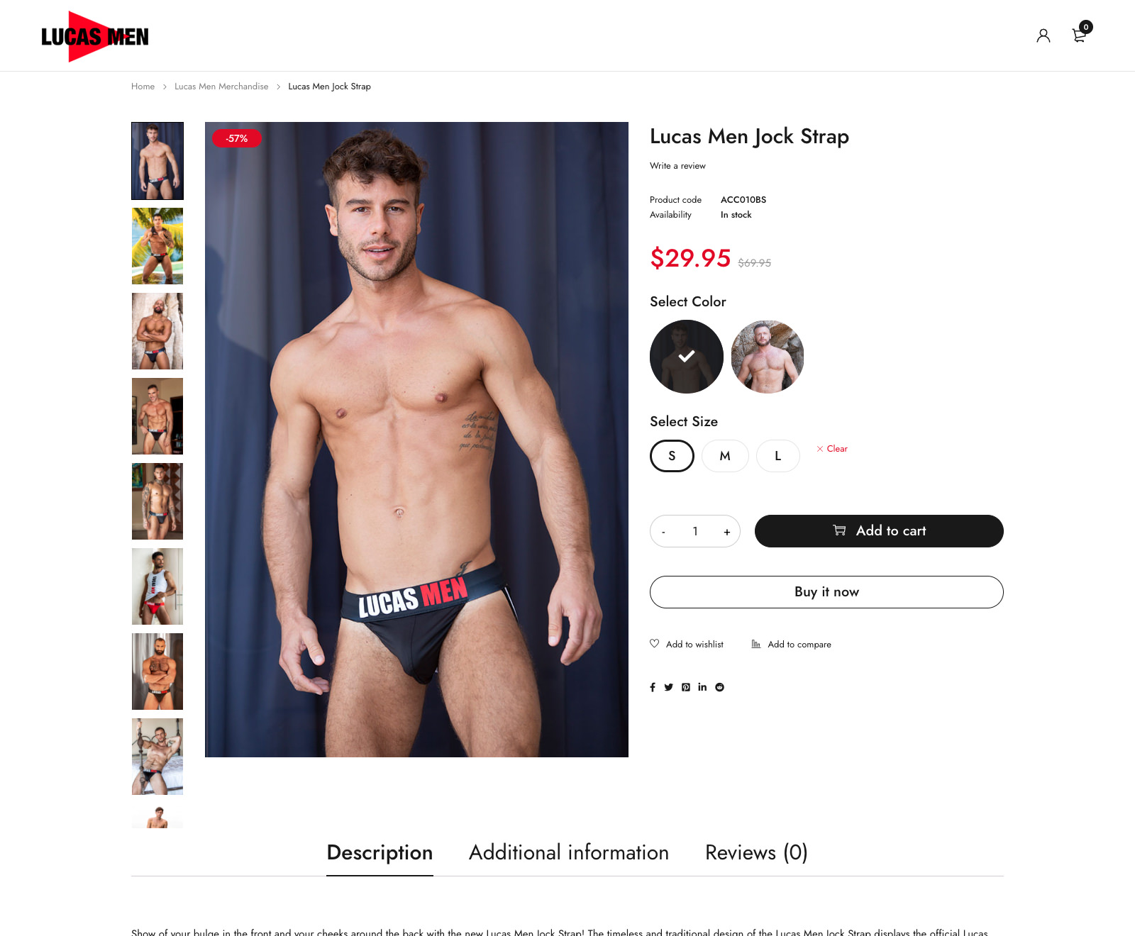 Screenshots of Lucas Men Shop